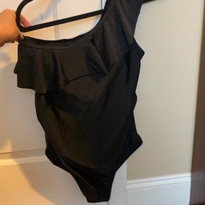 Maternity one shoulder, one piece swimsuit